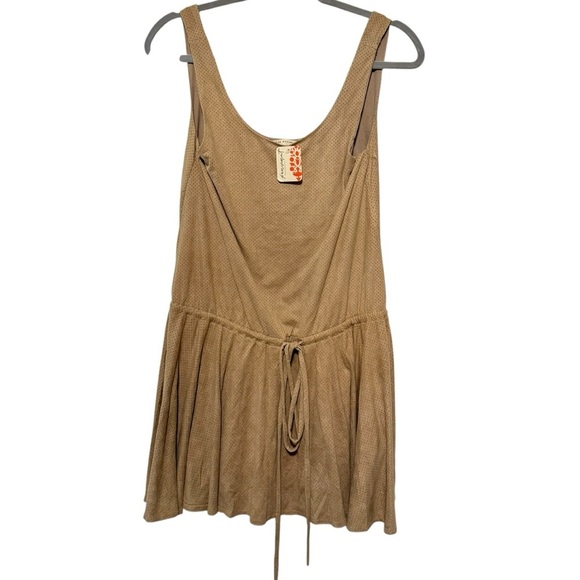 Free people movement faux suede perforated mini dress tan small - Picture 1 of 8